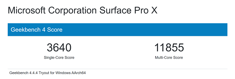 Geekbench 4 Surface Pro X 2020