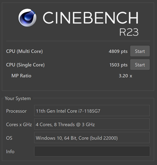 Surface Pro 8 CineBench R23