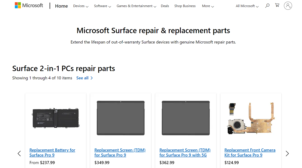 Surface Repair & Replacement Parts