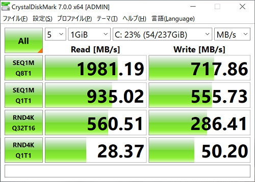 Surface Laptop 3 15インチ CrystaDiskMark